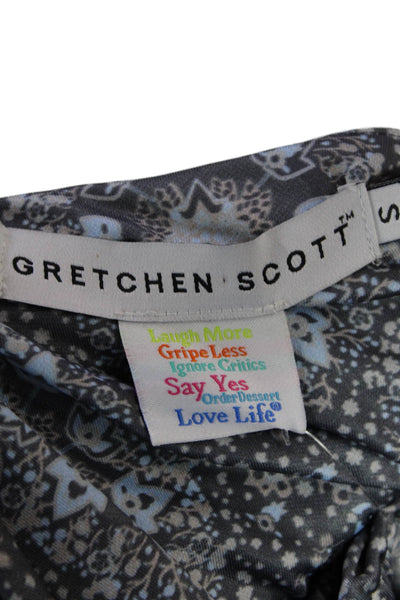 Gretchen Scott Womens Geometric Ruched 3/4 Sleeve Knee Length Dress Gray Size S