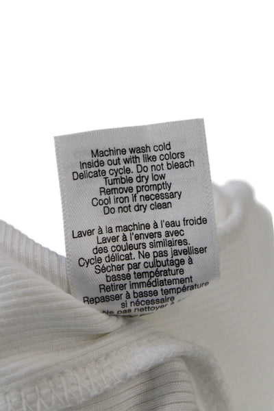 Veronica Beard Womens Cotton Square Neck Ruffled Detail Top Solid White Size M