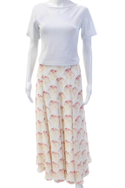 Lovers + Friends Womens Animal Print Wrap Waist Long Skirt White Size XS