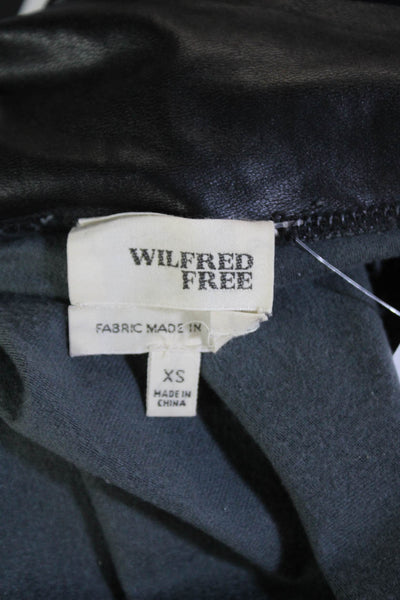 Wilfred Free Womens Leather Print Elastic High Waisted Leggings Black Size XS
