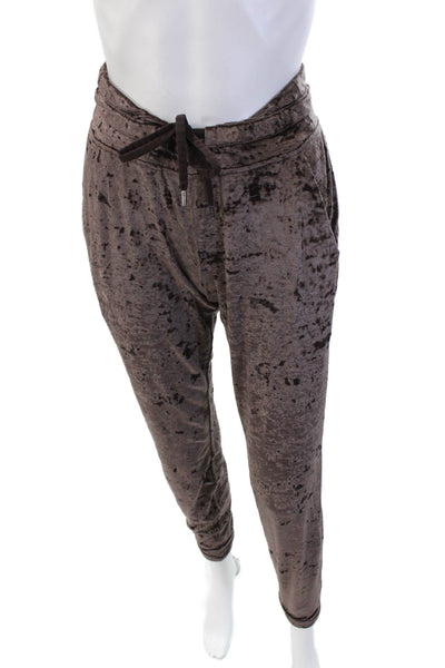 Lululemon Womens Suede Print Elastic Waist Cuff Leg Leggings Brown Size 4