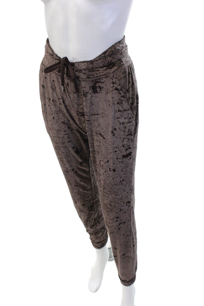 Lululemon Womens Suede Print Elastic Waist Cuff Leg Leggings Brown Size 4