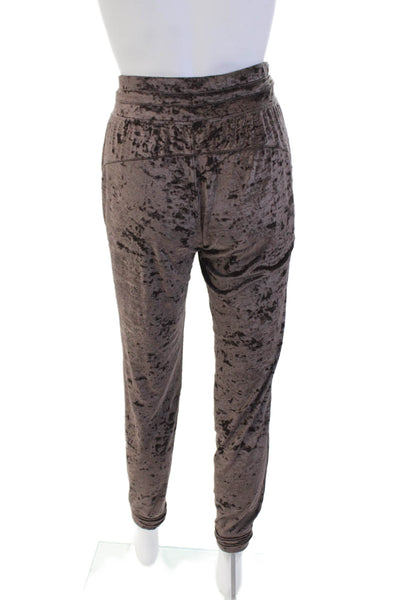 Lululemon Womens Suede Print Elastic Waist Cuff Leg Leggings Brown Size 4