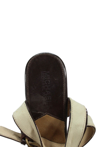 Michael Michael Kors Womens Platform Peep Toe Ankle Strap Heels Brown Size 7