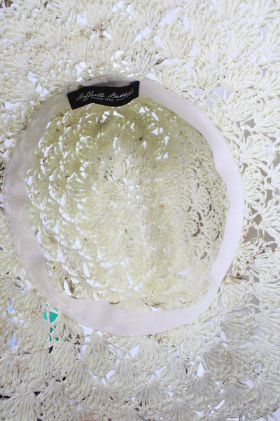 Raffaello Bettini Womens Pull On Bucket Hat White Beige Size One Size