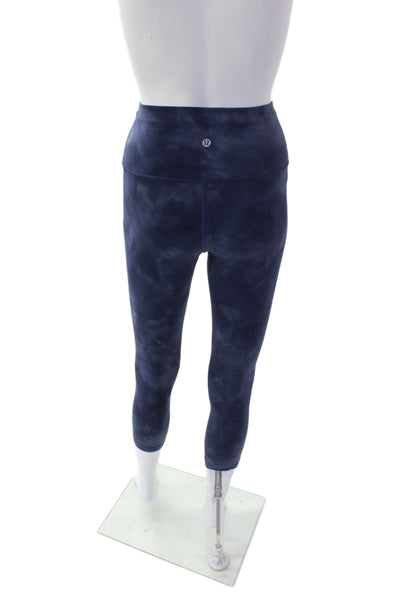Lululemon Womens Tie Dye Low-Rise Cropped Activewear Leggings Navy Size 4