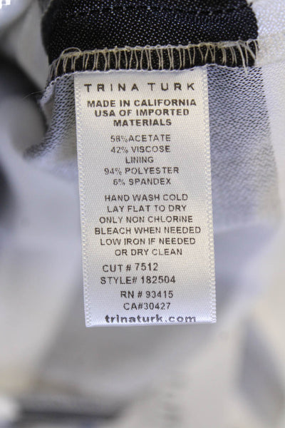 Trina Turk Womens Striped Flat Front Mid-Rise Zip Up Wide Leg Pants Gray Size 0