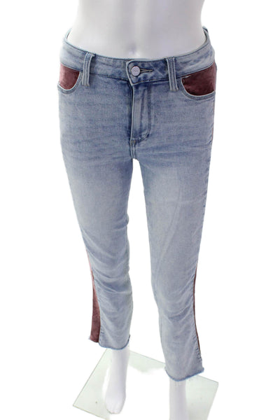 Paige Womens Cotton Denim Four Pocket Mid-Rise Tapered Jeans Blue Size 25