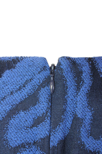 COS Womens Abstract Print Back Darted Short Sleeve Round Neck Blouse Blue Size 6