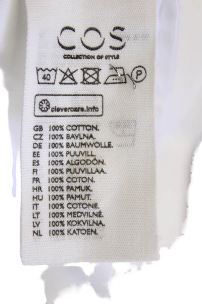 COS Womens Cotton Round Neck Long Sleeve Back Zip Blouse White Size EUR 36