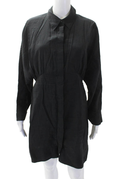 COS Womens Collared Buttoned-Down Long Batwing Sleeve Dress Black Size EUR 38