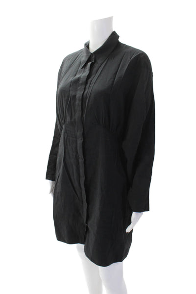 COS Womens Collared Buttoned-Down Long Batwing Sleeve Dress Black Size EUR 38