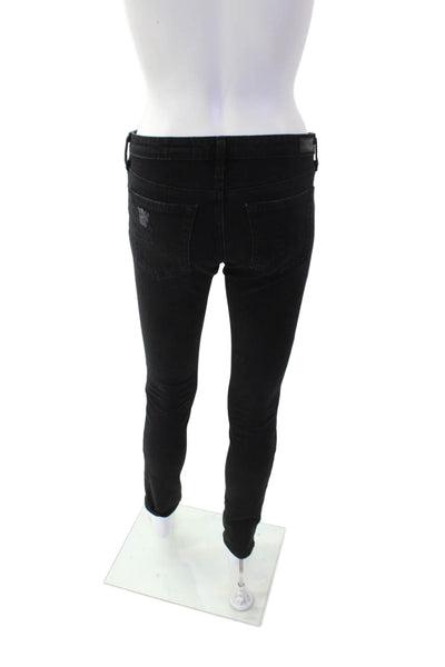AG Adriano Goldschmied Womens Mid Rise Distressed Skinny Jeans Black Size 26