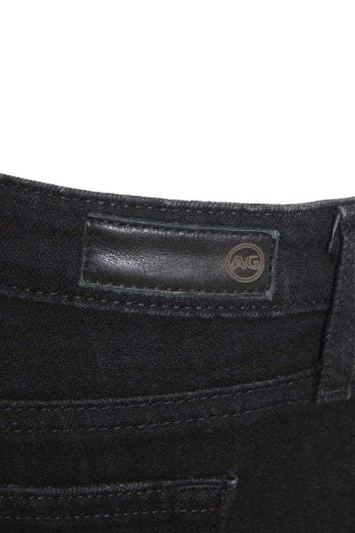 AG Adriano Goldschmied Womens Mid Rise Distressed Skinny Jeans Black Size 26