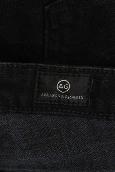 AG Adriano Goldschmied Womens Mid Rise Distressed Skinny Jeans Black Size 26