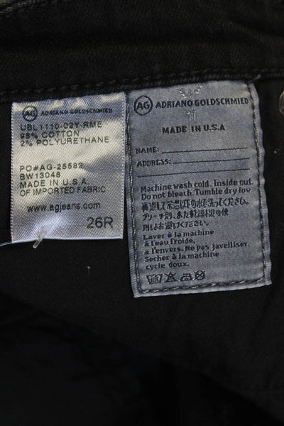 AG Adriano Goldschmied Womens Mid Rise Distressed Skinny Jeans Black Size 26