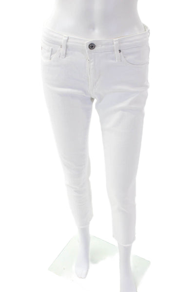 AG Adriano Goldschmied Womens Prima Mid Rise Cigarette Crop Jeans White Size 26