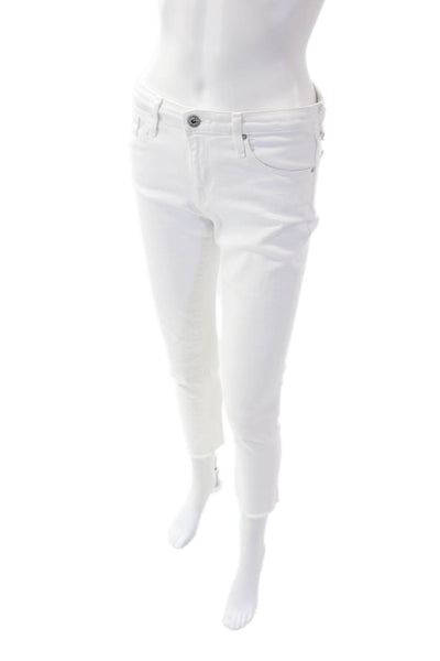 AG Adriano Goldschmied Womens Prima Mid Rise Cigarette Crop Jeans White Size 26