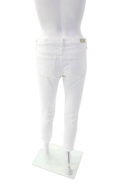AG Adriano Goldschmied Womens Prima Mid Rise Cigarette Crop Jeans White Size 26