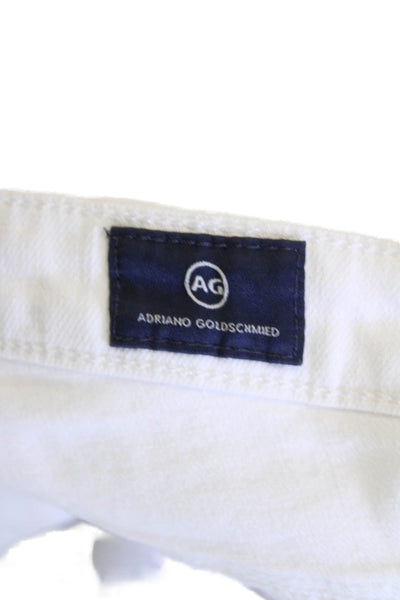 AG Adriano Goldschmied Womens Prima Mid Rise Cigarette Crop Jeans White Size 26