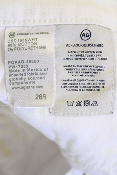 AG Adriano Goldschmied Womens Prima Mid Rise Cigarette Crop Jeans White Size 26