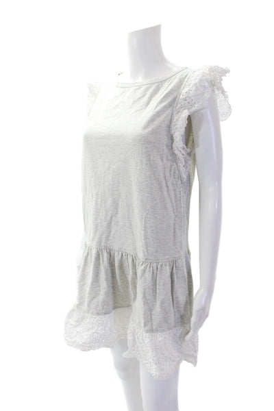 La Vie Womens Boat Neck Eyelet Lace Trim Short Sleeve Shift Dress Gray Size M