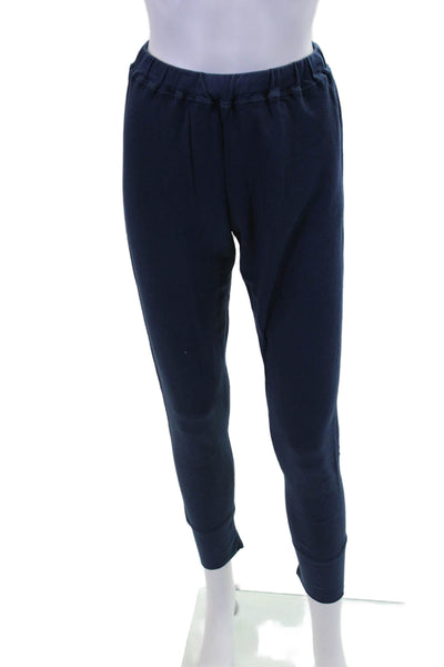 Christina Lehr Womens Mid Rise Drawstring Crop Jogger Pants Navy Cotton Size 1