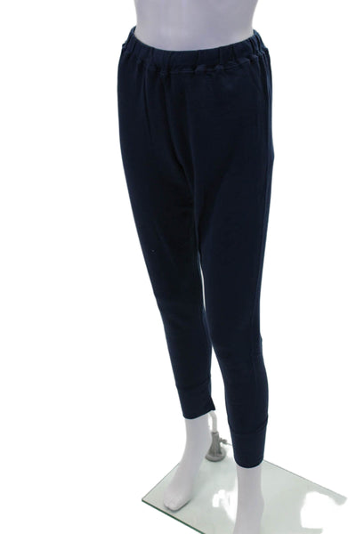 Christina Lehr Womens Mid Rise Drawstring Crop Jogger Pants Navy Cotton Size 1