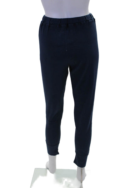Christina Lehr Womens Mid Rise Drawstring Crop Jogger Pants Navy Cotton Size 1