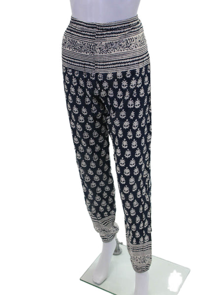 Christina Lehr Womens Mid Rise Drawstring Crop Jogger Pants Navy Cotton Size 1