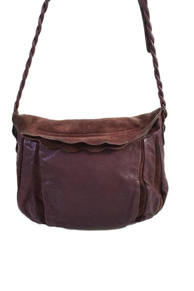 See by Chloe Womens Textured Lined Button Braided Crossbody Bag Burgundy OS