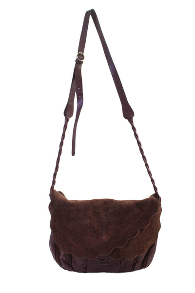 See by Chloe Womens Textured Lined Button Braided Crossbody Bag Burgundy OS