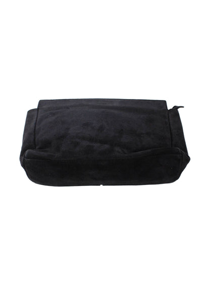 Sonia Rykiel Womens Suede Rhinestone Embellished Zip Closure Clutch Bag Black