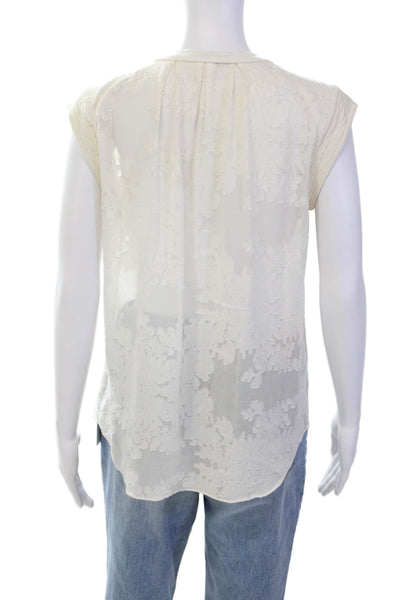 Rebecca Taylor Womens Floral print Sleeveless Tank Top Porcelain White Size 6