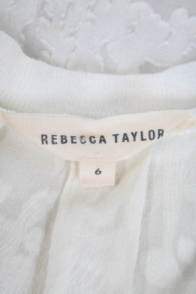 Rebecca Taylor Womens Floral print Sleeveless Tank Top Porcelain White Size 6