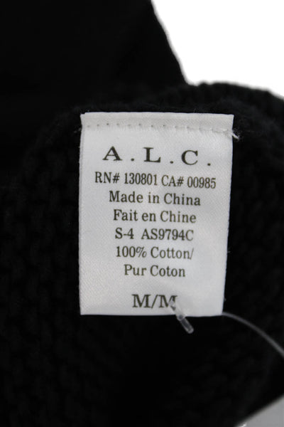 ALC Womens Scoop Neck Open Knit Tank Top Black Cotton Size Medium