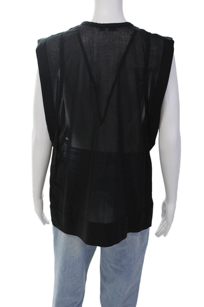 IRO Womens Sleeveless Scoop Neck Embroidered Silk Top Black Size FR 40