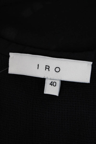 IRO Womens Sleeveless Scoop Neck Embroidered Silk Top Black Size FR 40