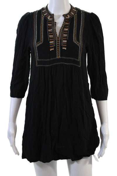 Etoile Isabel Marant Womens Embroidered Mini Tunic Dress Black Size EUR 34
