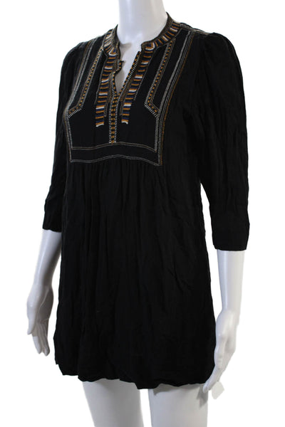 Etoile Isabel Marant Womens Embroidered Mini Tunic Dress Black Size EUR 34