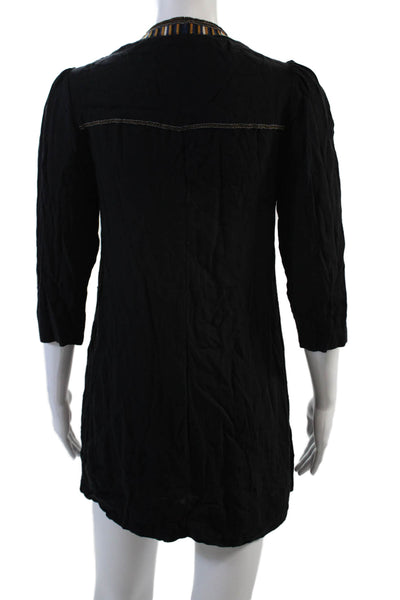 Etoile Isabel Marant Womens Embroidered Mini Tunic Dress Black Size EUR 34