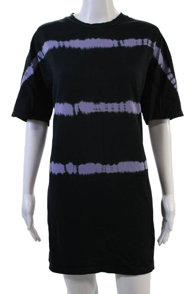 Ninety Percent Womens Tie Dye Print Shirt Dress Black Organic Cotton Size Small