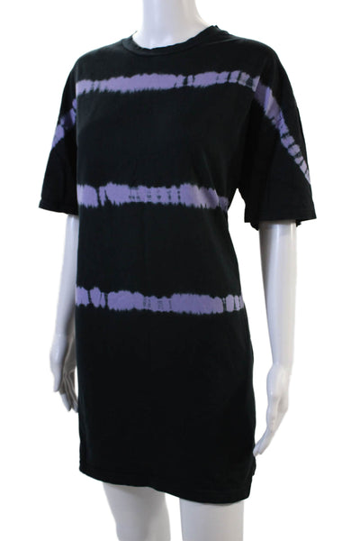 Ninety Percent Womens Tie Dye Print Shirt Dress Black Organic Cotton Size Small