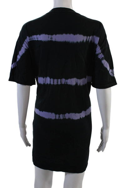 Ninety Percent Womens Tie Dye Print Shirt Dress Black Organic Cotton Size Small