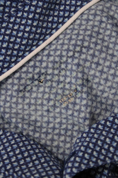 Peter Millar Mens Leaf Print Short Sleeves Polo Shirt Blue Size Extra Large