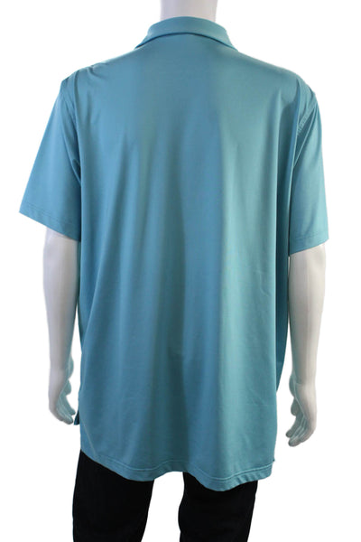 Peter Millar Mens Short Sleeves Rugby Shirt Robin Blue Size Extra Large