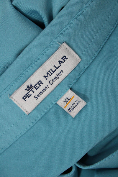 Peter Millar Mens Short Sleeves Rugby Shirt Robin Blue Size Extra Large
