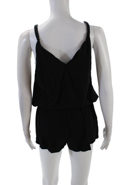 Soft Joie Womens Sleeveless Braided Scoop Neck Knit Romper Black Size Small