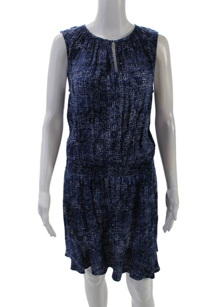 Soft Joie Womens Sleeveless Keyhole Abstract Shift Dress Blue White Size Medium