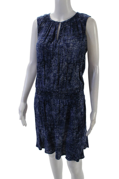Soft Joie Womens Sleeveless Keyhole Abstract Shift Dress Blue White Size Medium